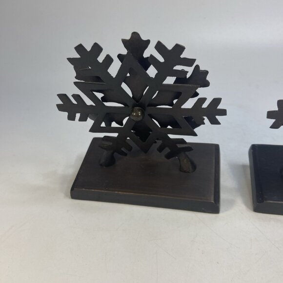 Christmas Metal Snowflake Christmas Stocking Holder Shelf Mantle 6.5 in Pair - Picture 5 of 10